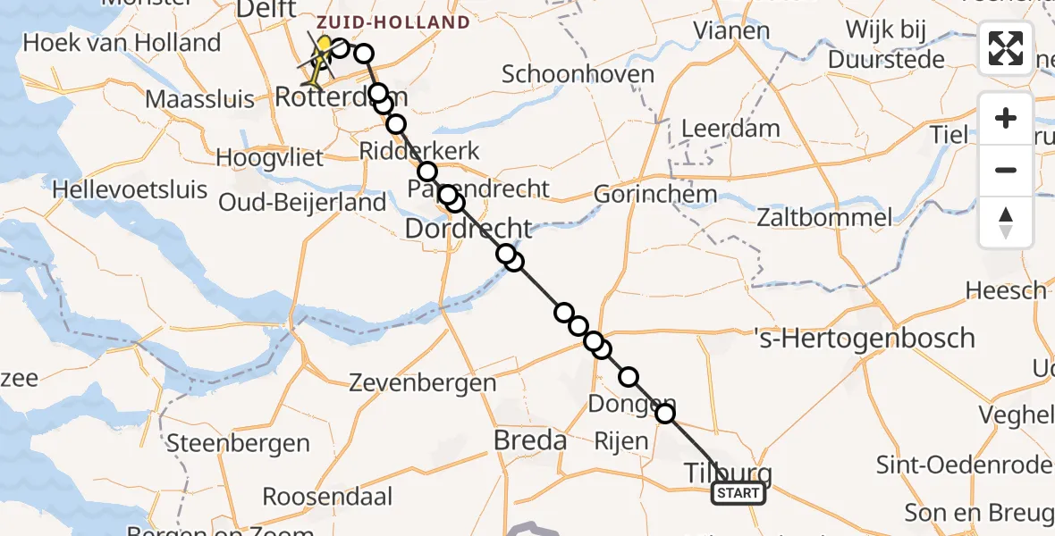 Routekaart van de vlucht: Lifeliner 2 naar Rotterdam The Hague Airport