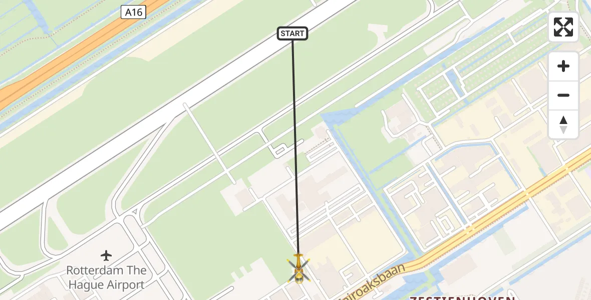 Vluchtroute Traumahelikopter Rotterdam The Hague Airport - Rotterdam The Hague Airport, 29 oktober 2023, 01:46