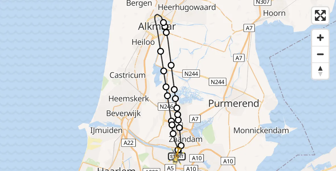 Vluchtroute Traumahelikopter Amsterdam Heliport - Amsterdam Heliport, 29 oktober 2023, 08:52