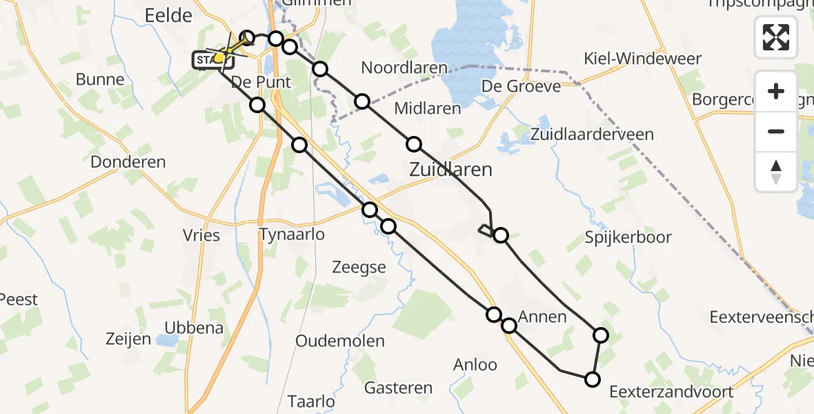 Routekaart van de vlucht: Lifeliner 4 naar Groningen Airport Eelde