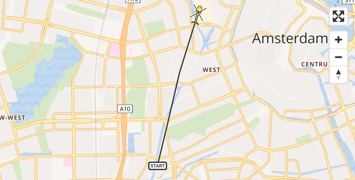 Vluchtroute Politiehelikopter van Amsterdam naar Amsterdam
