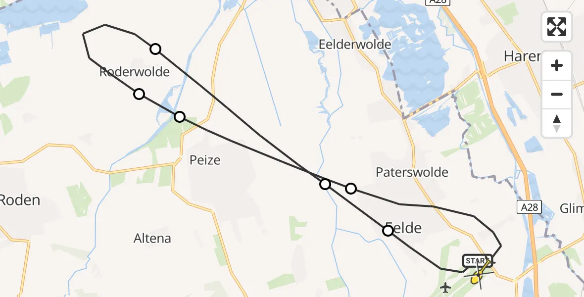 Routekaart van de vlucht: Lifeliner 4 naar Groningen Airport Eelde