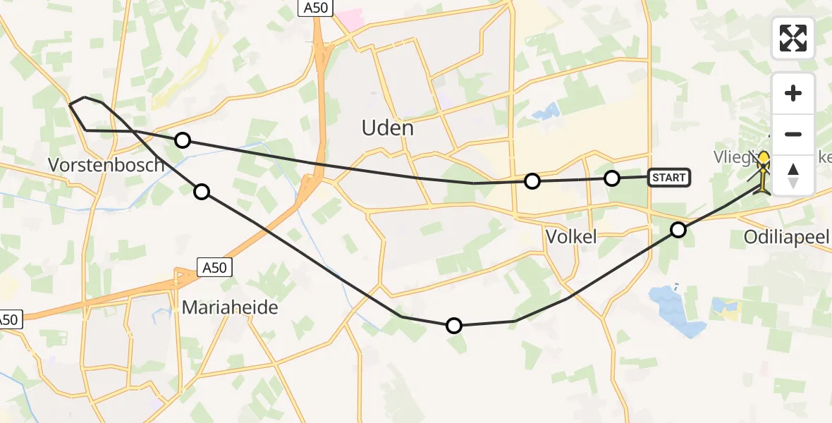 Routekaart van de vlucht: Lifeliner 3 naar Vliegbasis Volkel