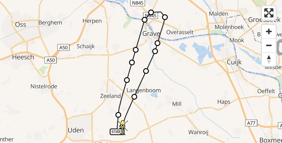 Routekaart van de vlucht: Lifeliner 3 naar Vliegbasis Volkel