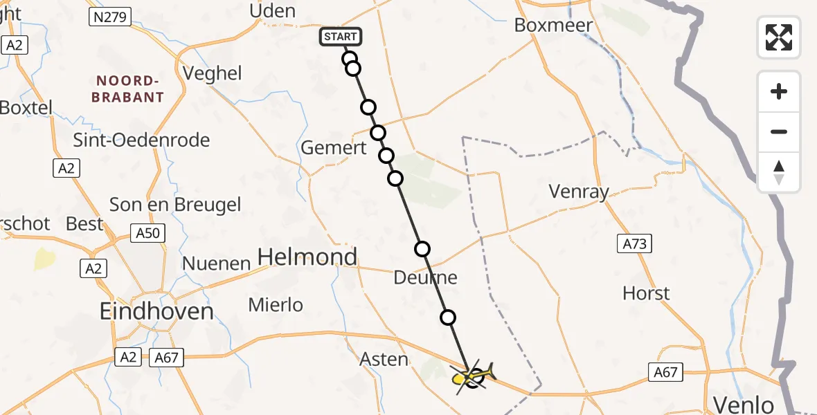 Routekaart van de vlucht: Lifeliner 3 naar Liessel