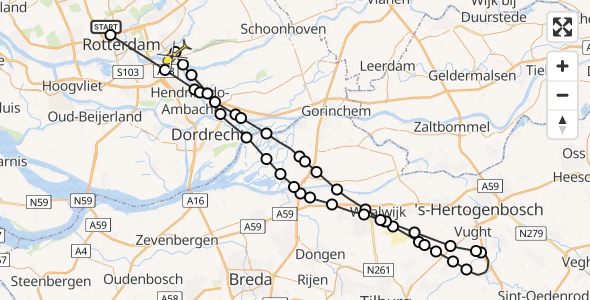 Routekaart van de vlucht: Lifeliner 2 naar Krimpen aan den IJssel