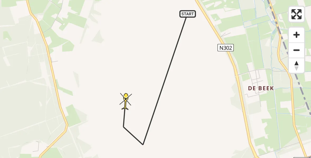 Routekaart van de vlucht: Politiehelikopter naar Ermelo