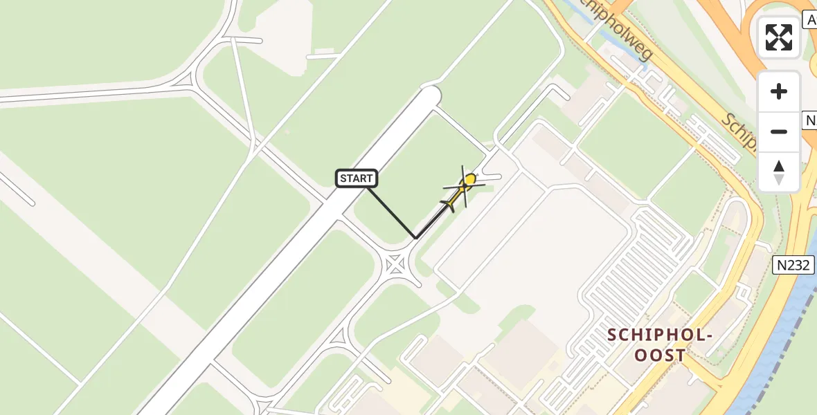 Vluchtroute Politiehelikopter van Schiphol naar Schiphol