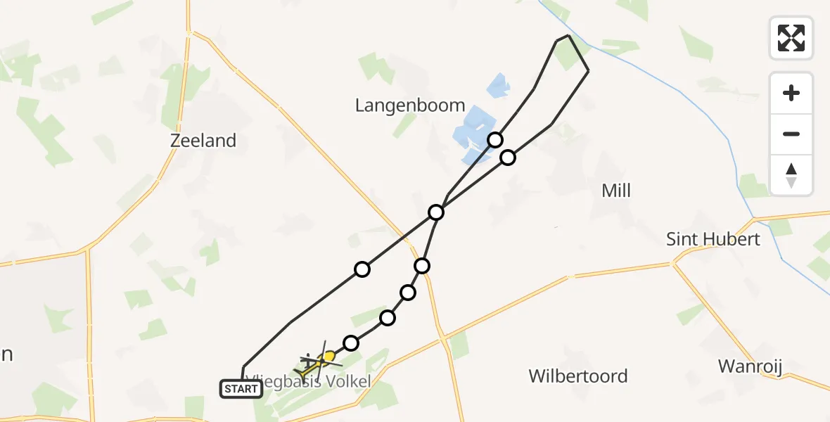 Routekaart van de vlucht: Lifeliner 3 naar Vliegbasis Volkel