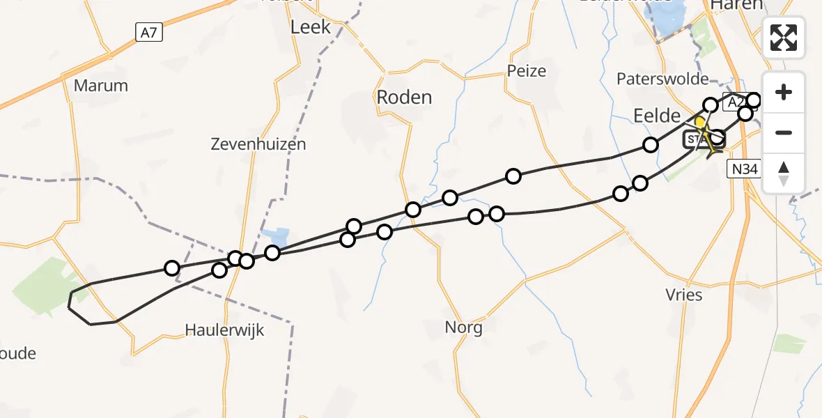 Routekaart van de vlucht: Lifeliner 4 naar Groningen Airport Eelde
