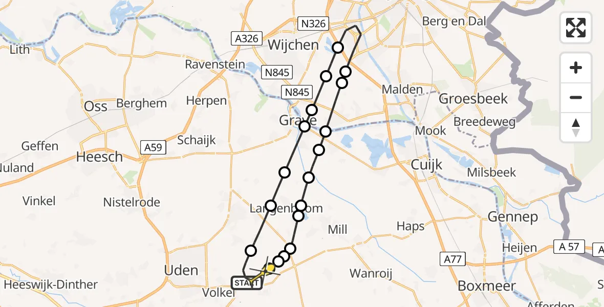 Routekaart van de vlucht: Lifeliner 3 naar Vliegbasis Volkel