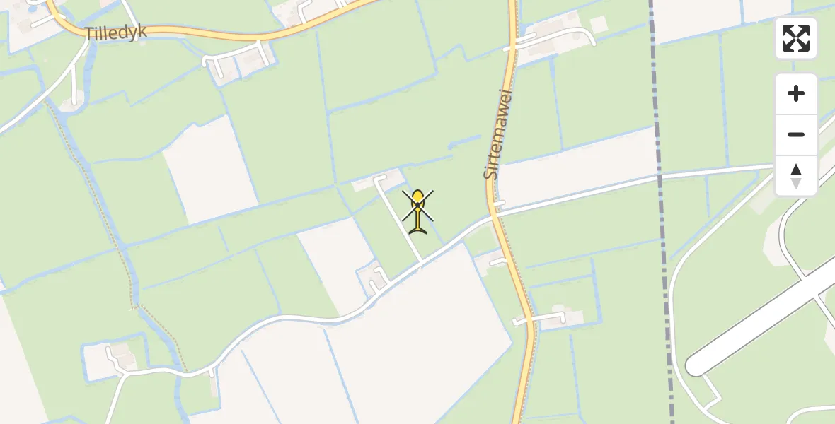 Vluchtroute Ambulancehelikopter van Marsum naar Marsum