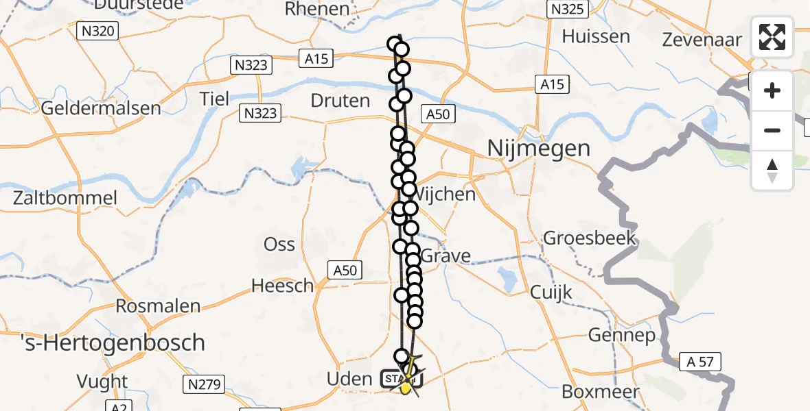 Routekaart van de vlucht: Lifeliner 3 naar Vliegbasis Volkel