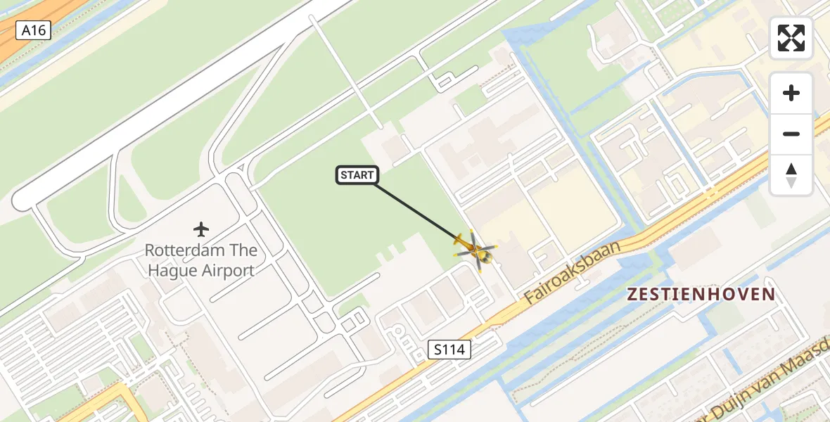 Vluchtroute Traumahelikopter Rotterdam The Hague Airport - Rotterdam The Hague Airport, 30 oktober 2023, 13:29