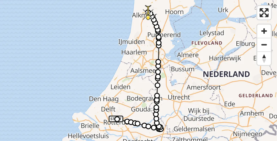 Routekaart van de vlucht: Lifeliner 2 naar Alkmaar