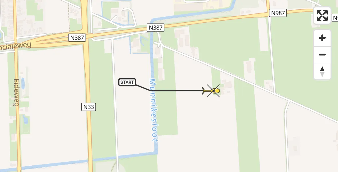 Routekaart van de vlucht: Lifeliner 4 naar Siddeburen