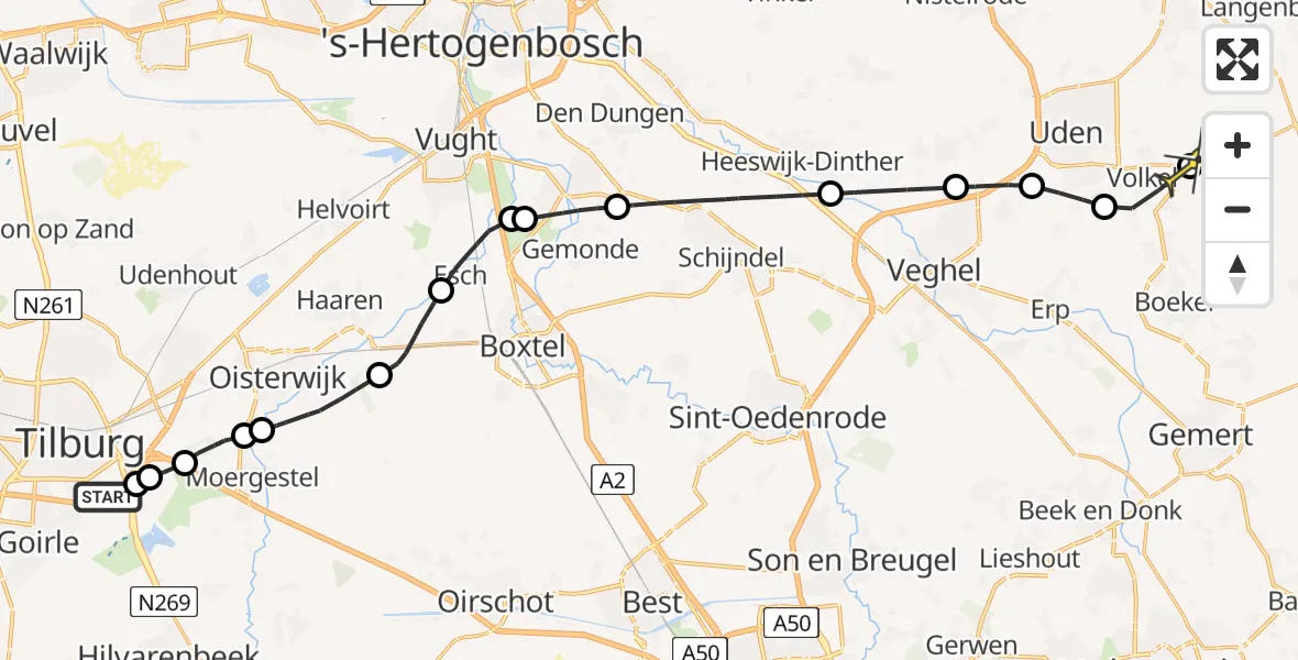 Routekaart van de vlucht: Lifeliner 3 naar Vliegbasis Volkel