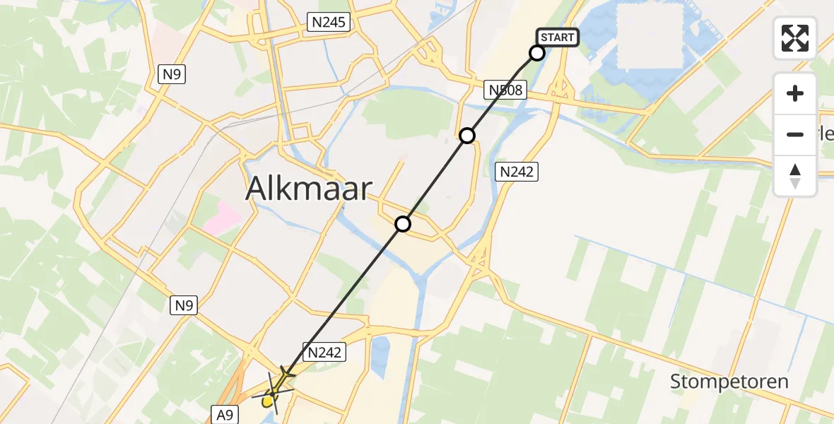 Routekaart van de vlucht: Lifeliner 2 naar Alkmaar