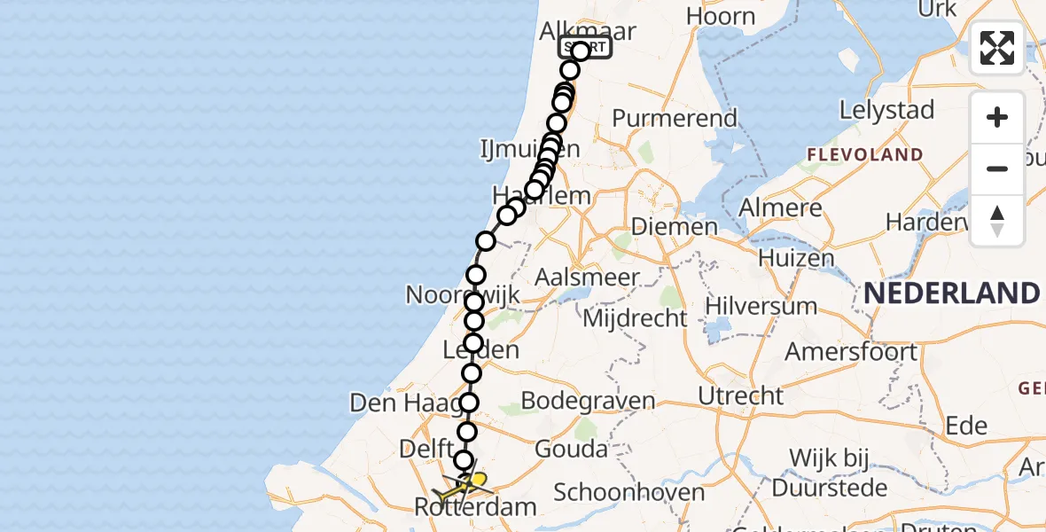 Routekaart van de vlucht: Lifeliner 2 naar Rotterdam The Hague Airport