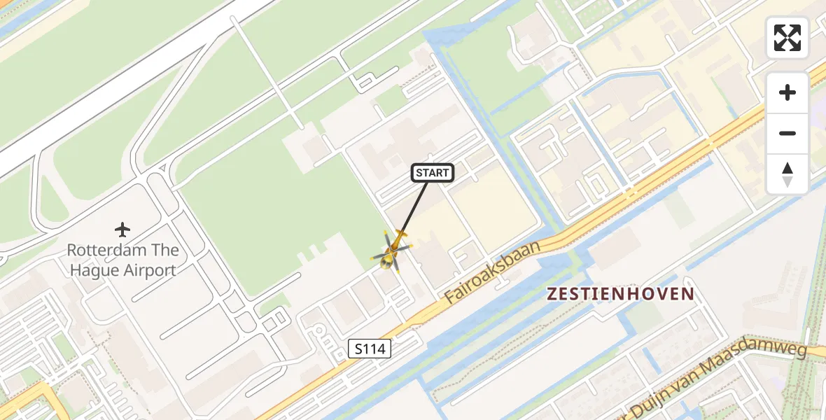 Vluchtroute Traumahelikopter Rotterdam The Hague Airport - Rotterdam The Hague Airport, 30 oktober 2023, 15:58