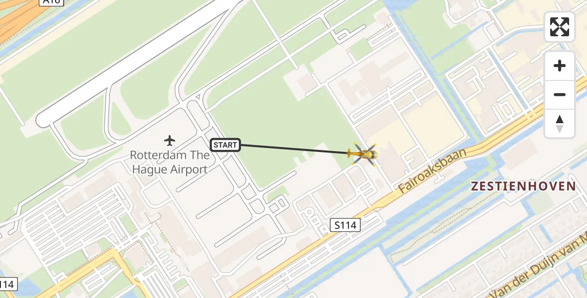 Vluchtroute Traumahelikopter Rotterdam The Hague Airport - Rotterdam The Hague Airport, 30 oktober 2023, 16:33