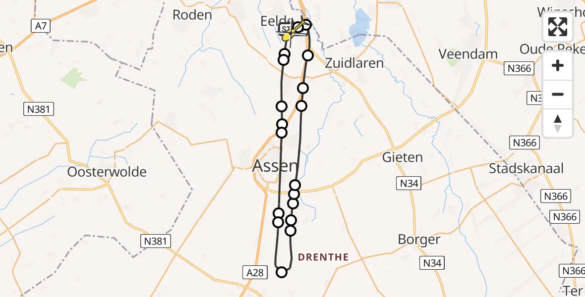 Routekaart van de vlucht: Lifeliner 4 naar Groningen Airport Eelde