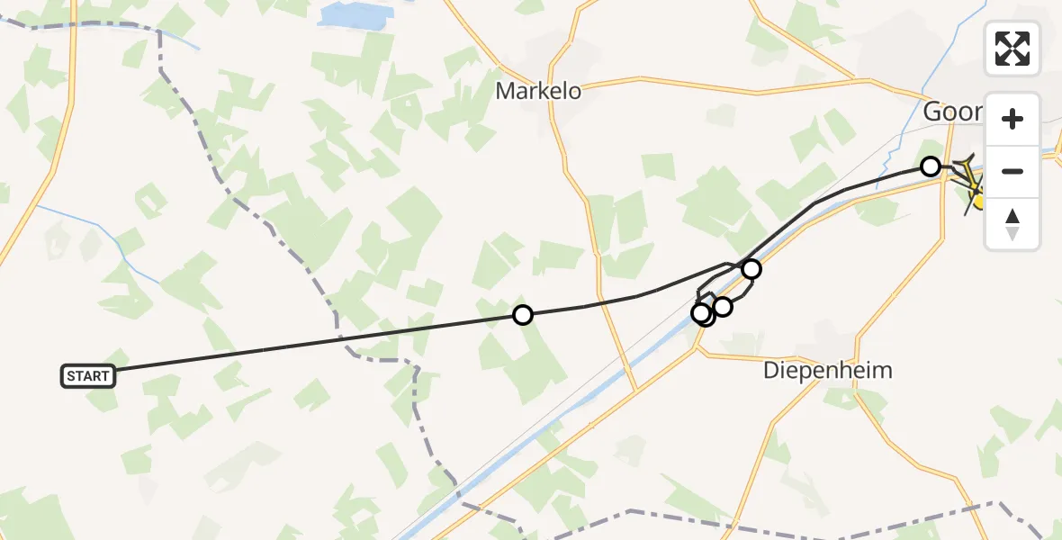 Routekaart van de vlucht: Politieheli naar Markelo