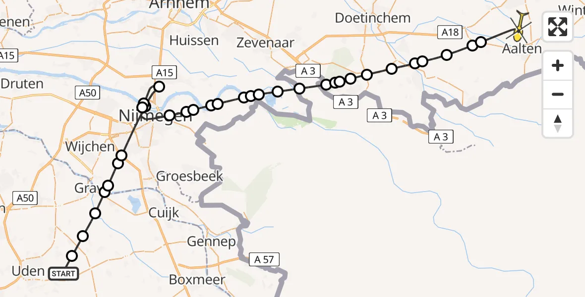 Routekaart van de vlucht: Lifeliner 3 naar Aalten