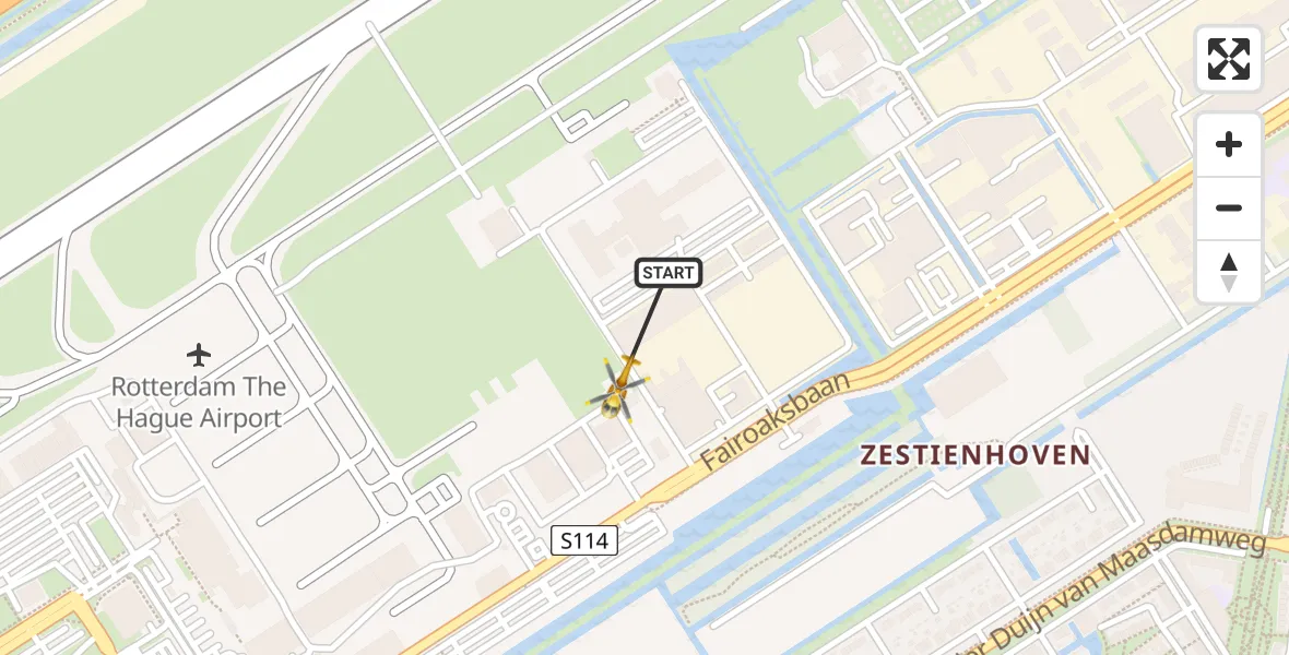 Vluchtroute Traumahelikopter Rotterdam The Hague Airport - Rotterdam The Hague Airport, 31 oktober 2023, 09:22