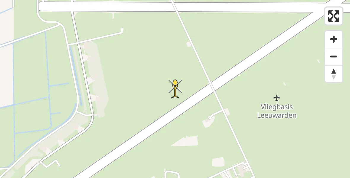 Vluchtroute Ambulancehelikopter van Vliegbasis Leeuwarden naar Vliegbasis Leeuwarden