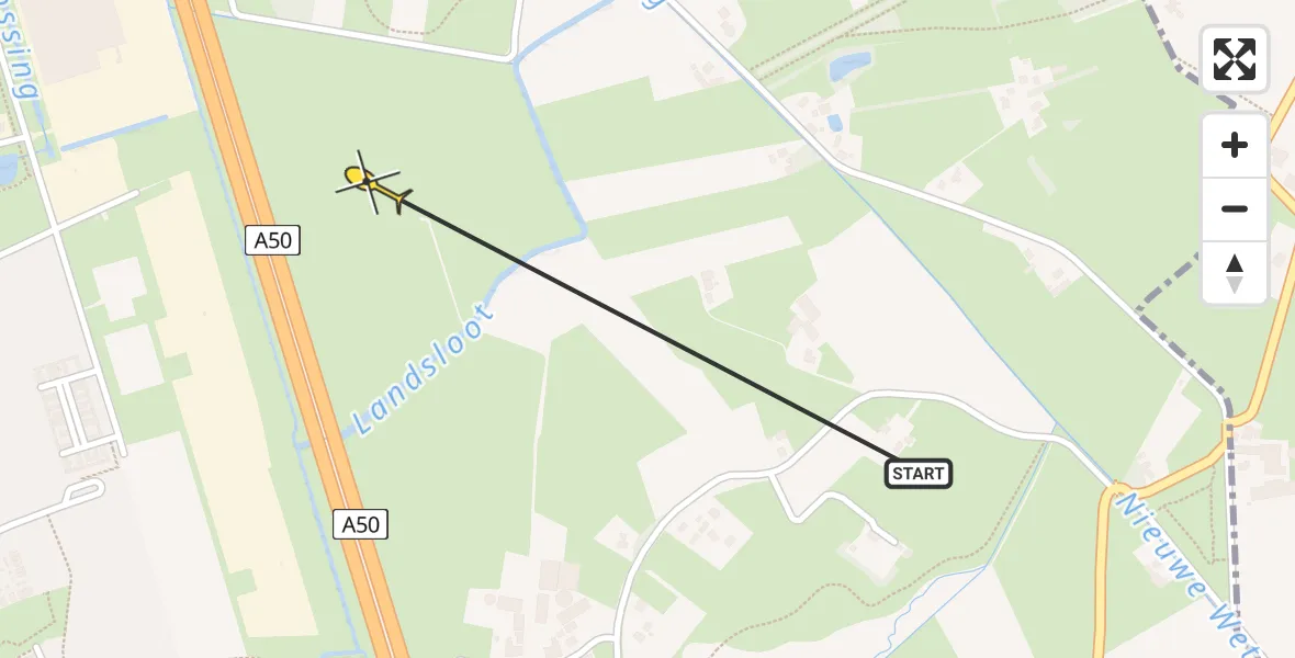 Routekaart van de vlucht: Politiehelikopter naar Beemte Broekland