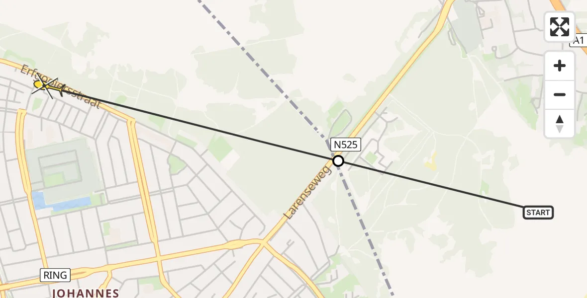 Routekaart van de vlucht: Politiehelikopter naar Hilversum