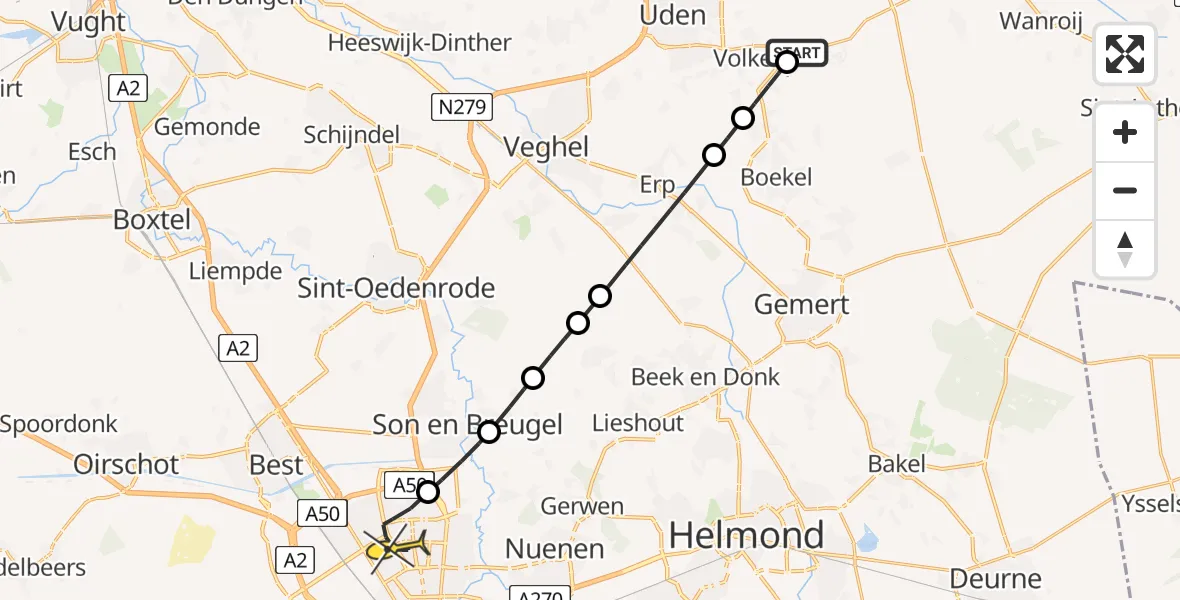 Routekaart van de vlucht: Lifeliner 3 naar Eindhoven