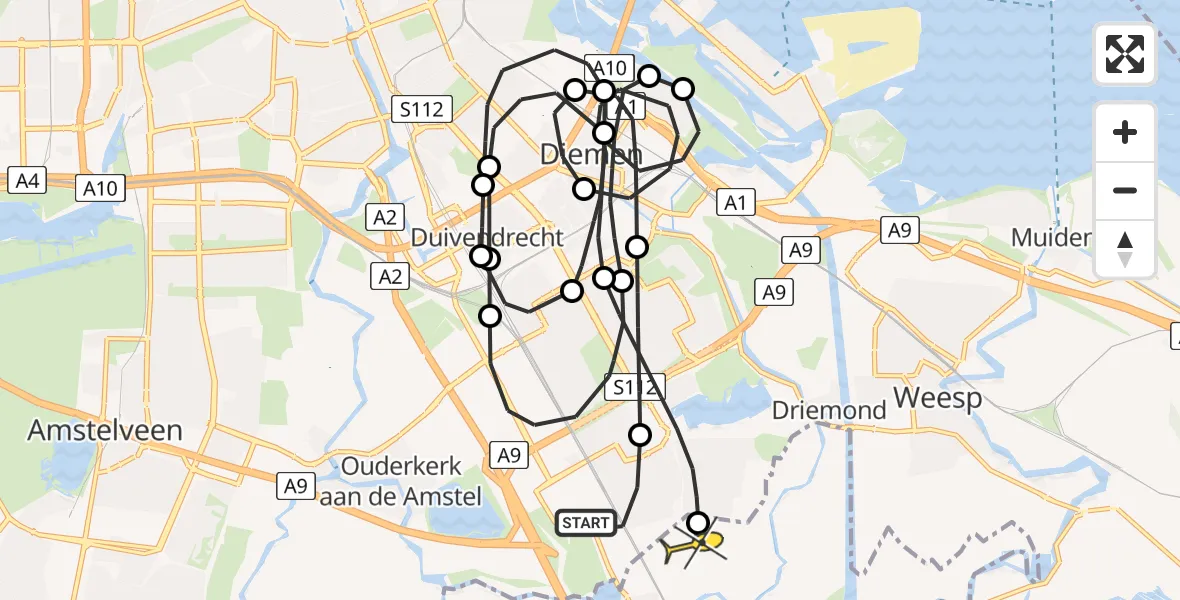 Routekaart van de vlucht: Lifeliner 1 naar Abcoude