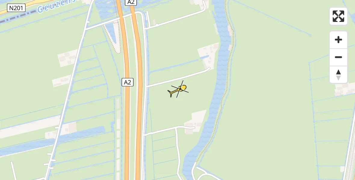 Routekaart van de vlucht: Politiehelikopter naar Nieuwer Ter Aa