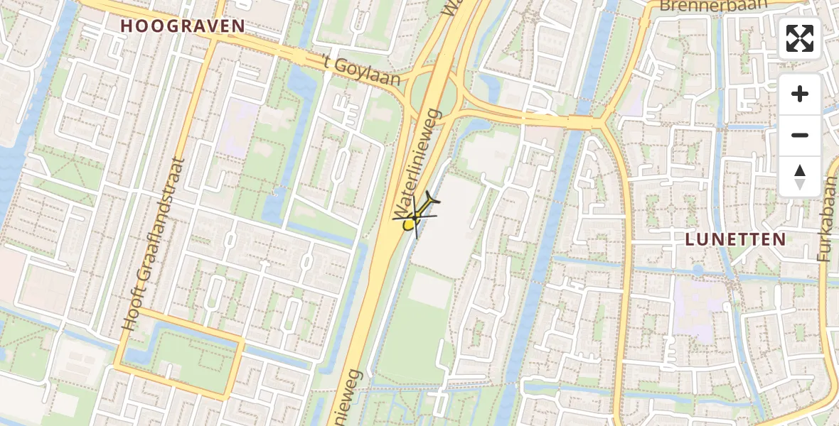 Routekaart van de vlucht: Politieheli naar Utrecht