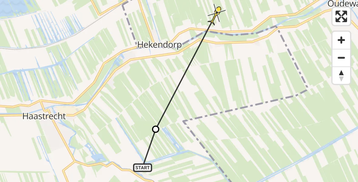 Routekaart van de vlucht: Politieheli naar Hekendorp