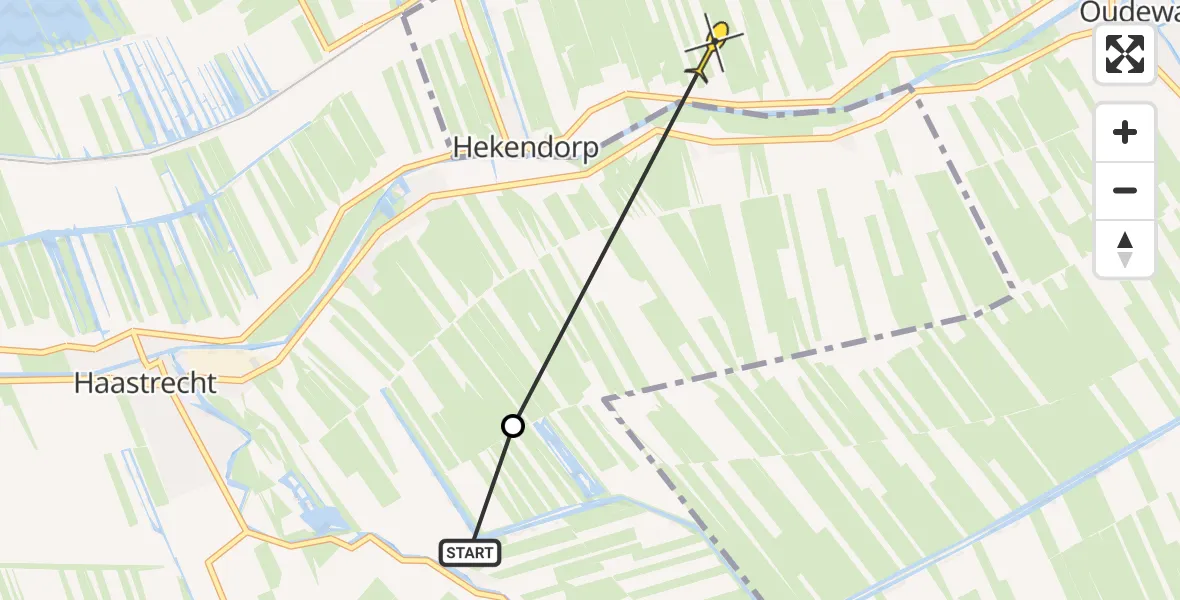 Routekaart van de vlucht: Politiehelikopter naar Hekendorp