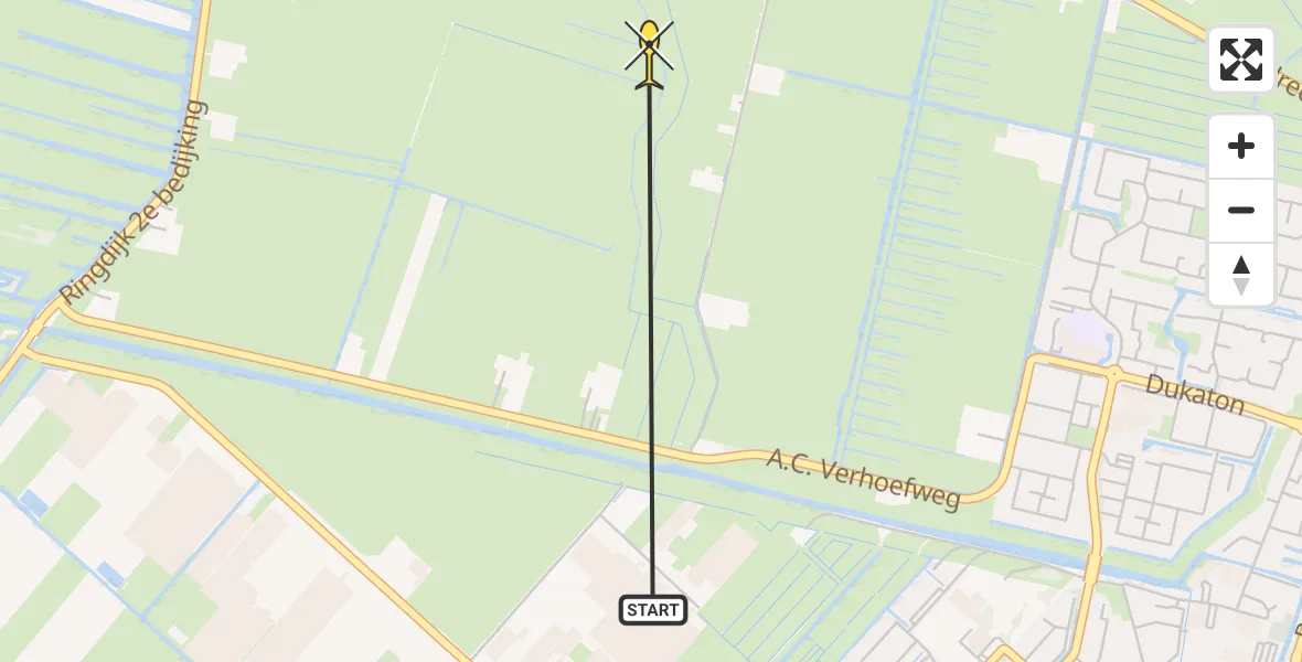 Routekaart van de vlucht: Politiehelikopter naar Mijdrecht