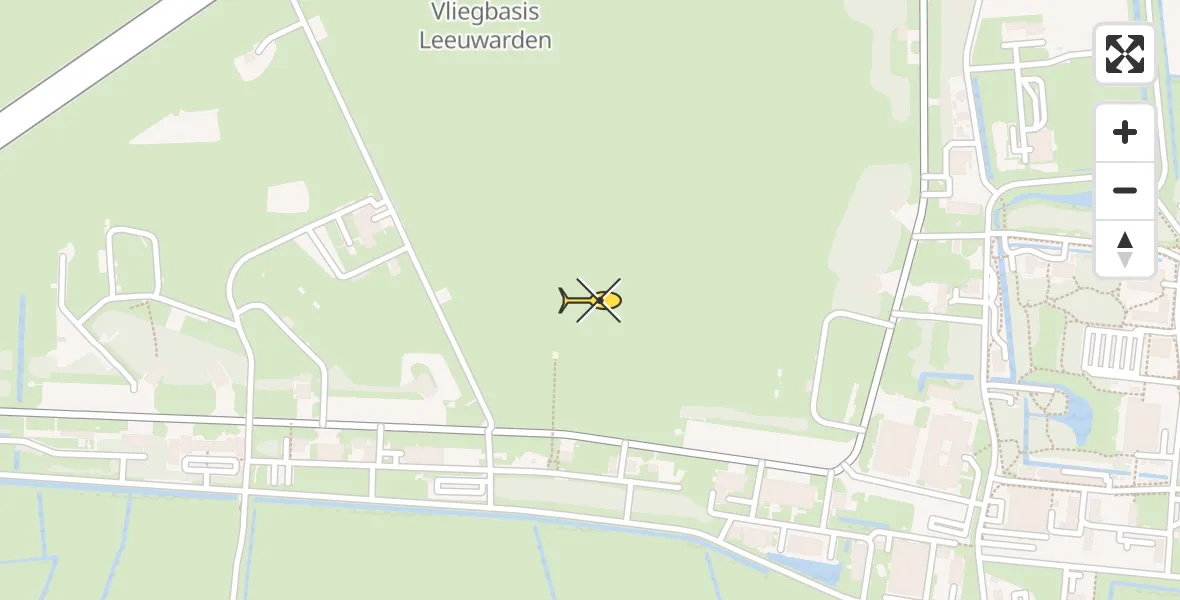 Vluchtroute Ambulancehelikopter van Vliegbasis Leeuwarden naar Vliegbasis Leeuwarden