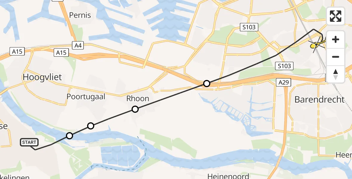 Routekaart van de vlucht: Lifeliner 2 naar Rotterdam