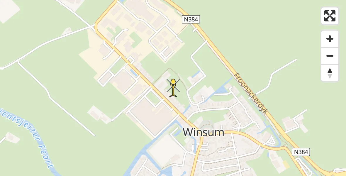 Routekaart van de vlucht: Traumahelikopter naar Winsum