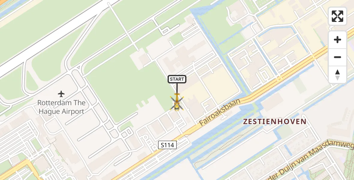 Vluchtroute Traumahelikopter Rotterdam The Hague Airport - Rotterdam The Hague Airport, 01 november 2023, 09:00