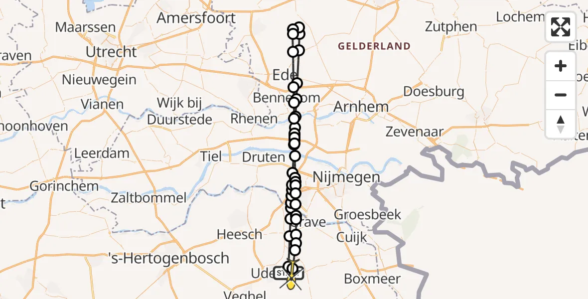 Routekaart van de vlucht: Lifeliner 3 naar Vliegbasis Volkel