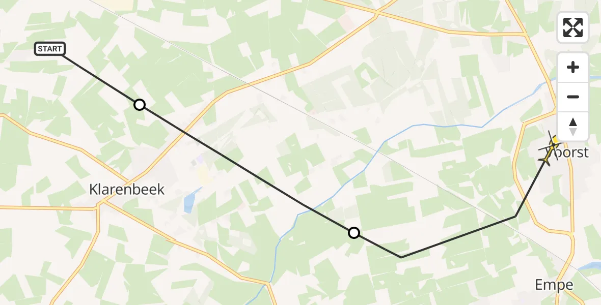 Routekaart van de vlucht: Politiehelikopter naar Voorst