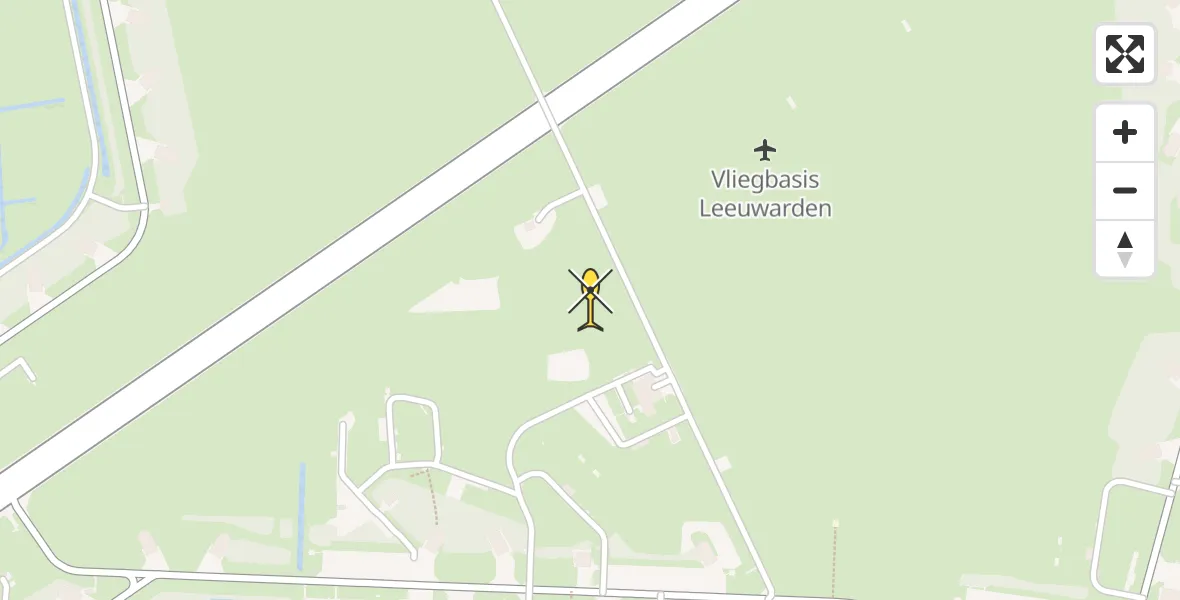 Vluchtroute Ambulancehelikopter van Vliegbasis Leeuwarden naar Vliegbasis Leeuwarden