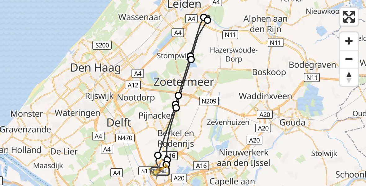 Vluchtroute Traumahelikopter Rotterdam The Hague Airport - Rotterdam The Hague Airport, 01 november 2023, 11:32