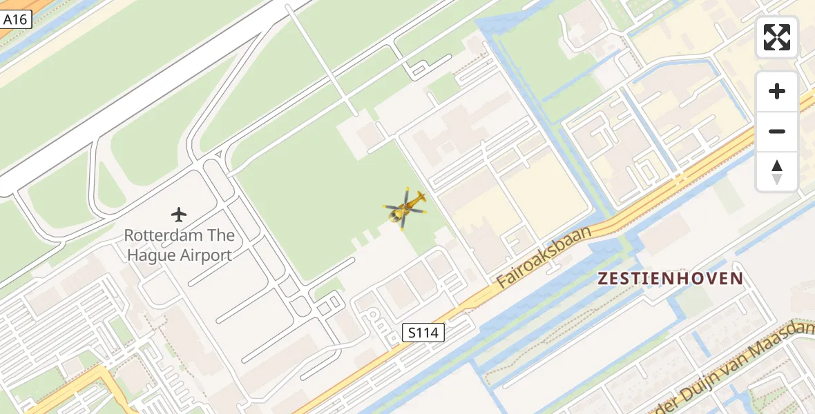 Vluchtroute Traumahelikopter Rotterdam The Hague Airport - Rotterdam The Hague Airport, 01 november 2023, 12:04