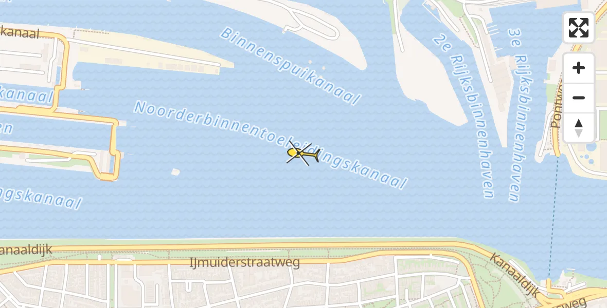 Routekaart van de vlucht: Politiehelikopter naar IJmuiden