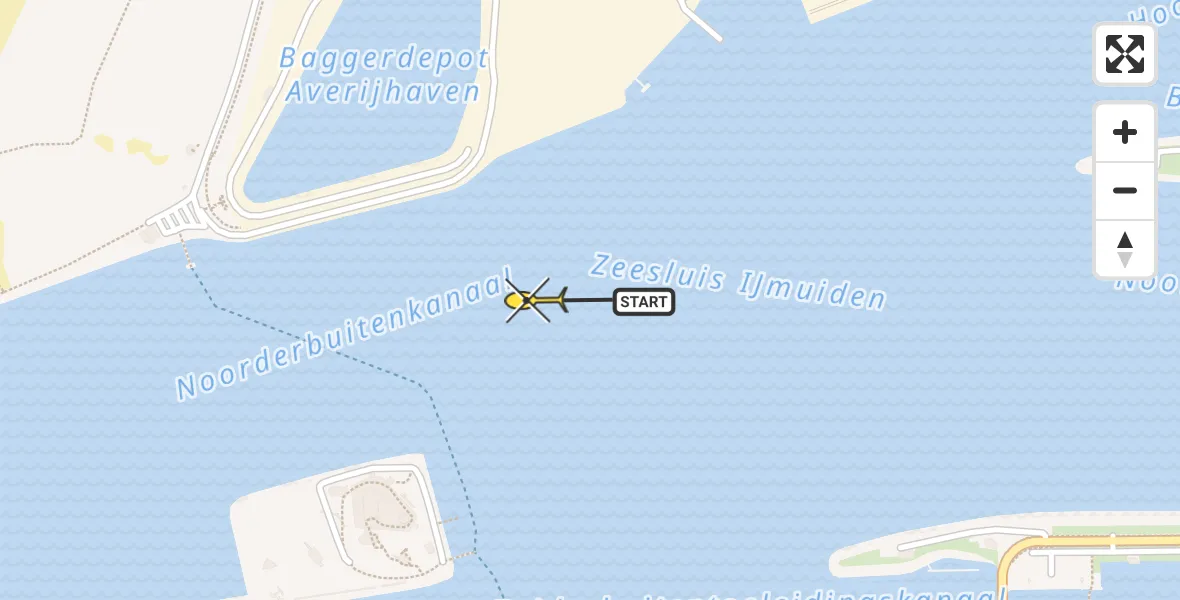Routekaart van de vlucht: Politiehelikopter naar IJmuiden Heliport